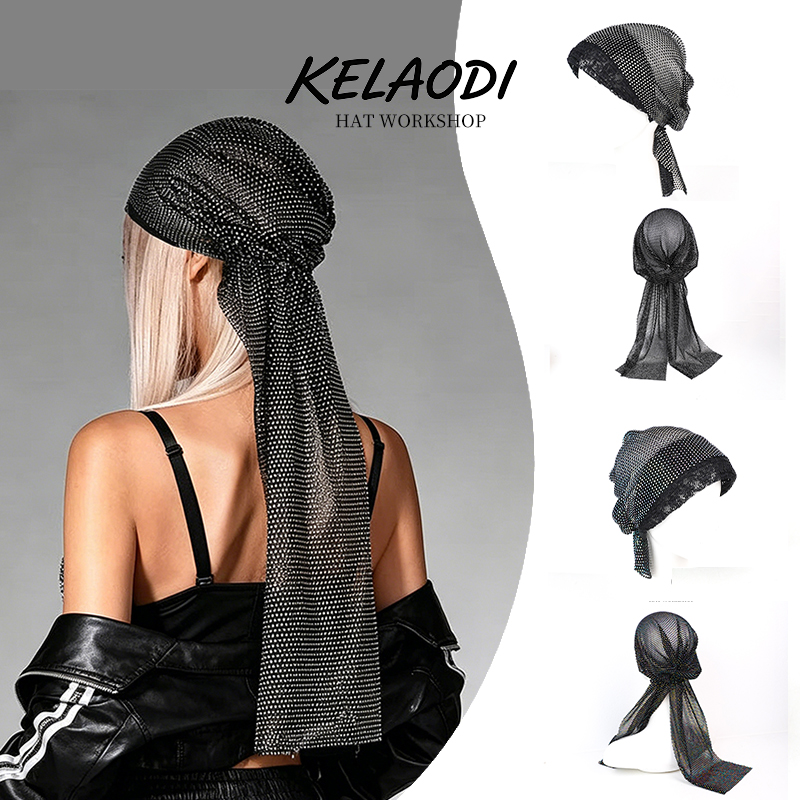 Headband Summer Knit - ผ้าโพกศีรษะตาข่ายประดับเพชรหรูหรา ผ้าคาดศีรษะตาข่ายประดับเพชรสำหรับงานเต้นรำ ประกายระยิบระยับ ดุจดั่งของตกแต่งที่สวยงาม