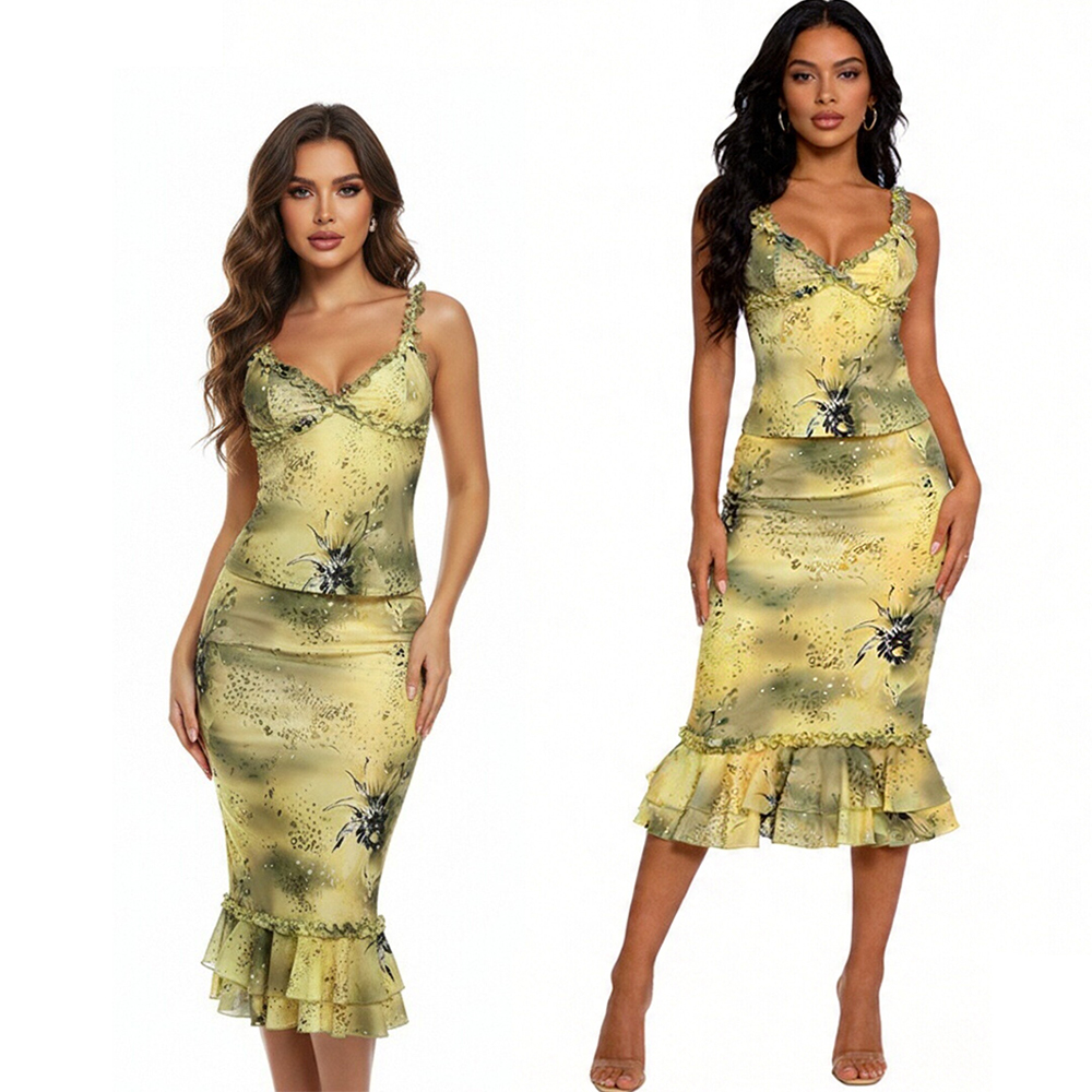 ชุดเดรสผู้หญิง 2 ชิ้น ลายดอกไม - Midi Skirt Floral บทวิจารณ์และราคา