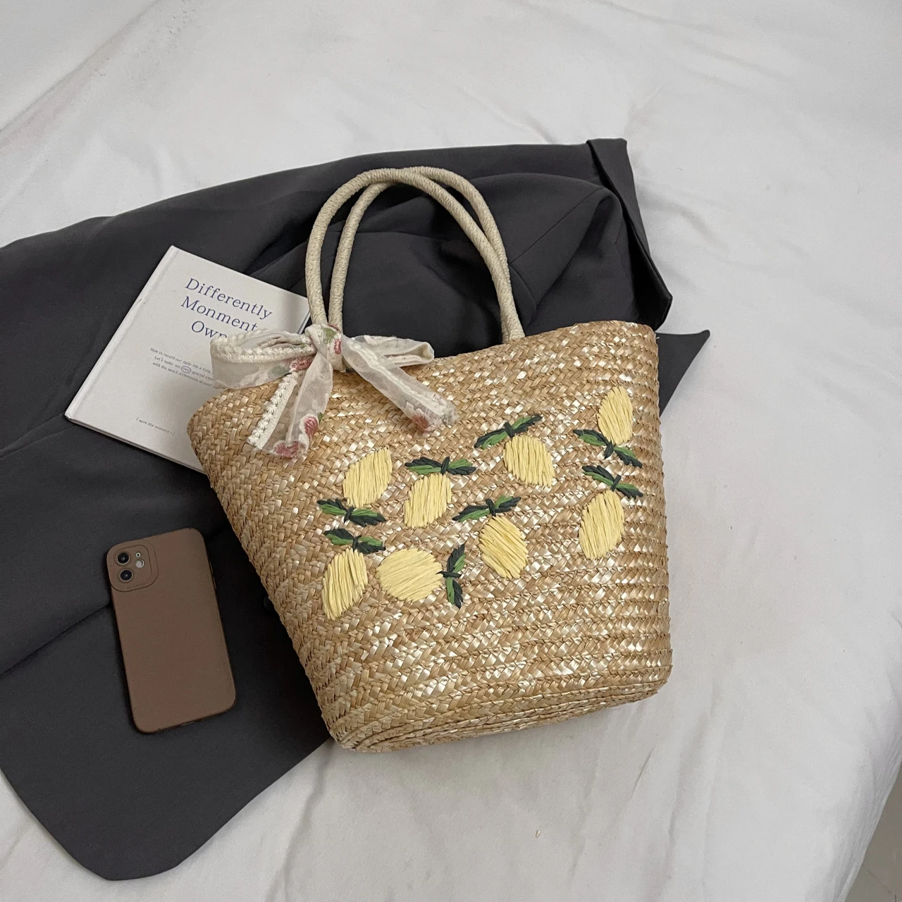 ขนาดใหญ่ความจุกระเป๋าสะพายชายห - Crochet Bag Raffia บทวิจารณ์และราคา